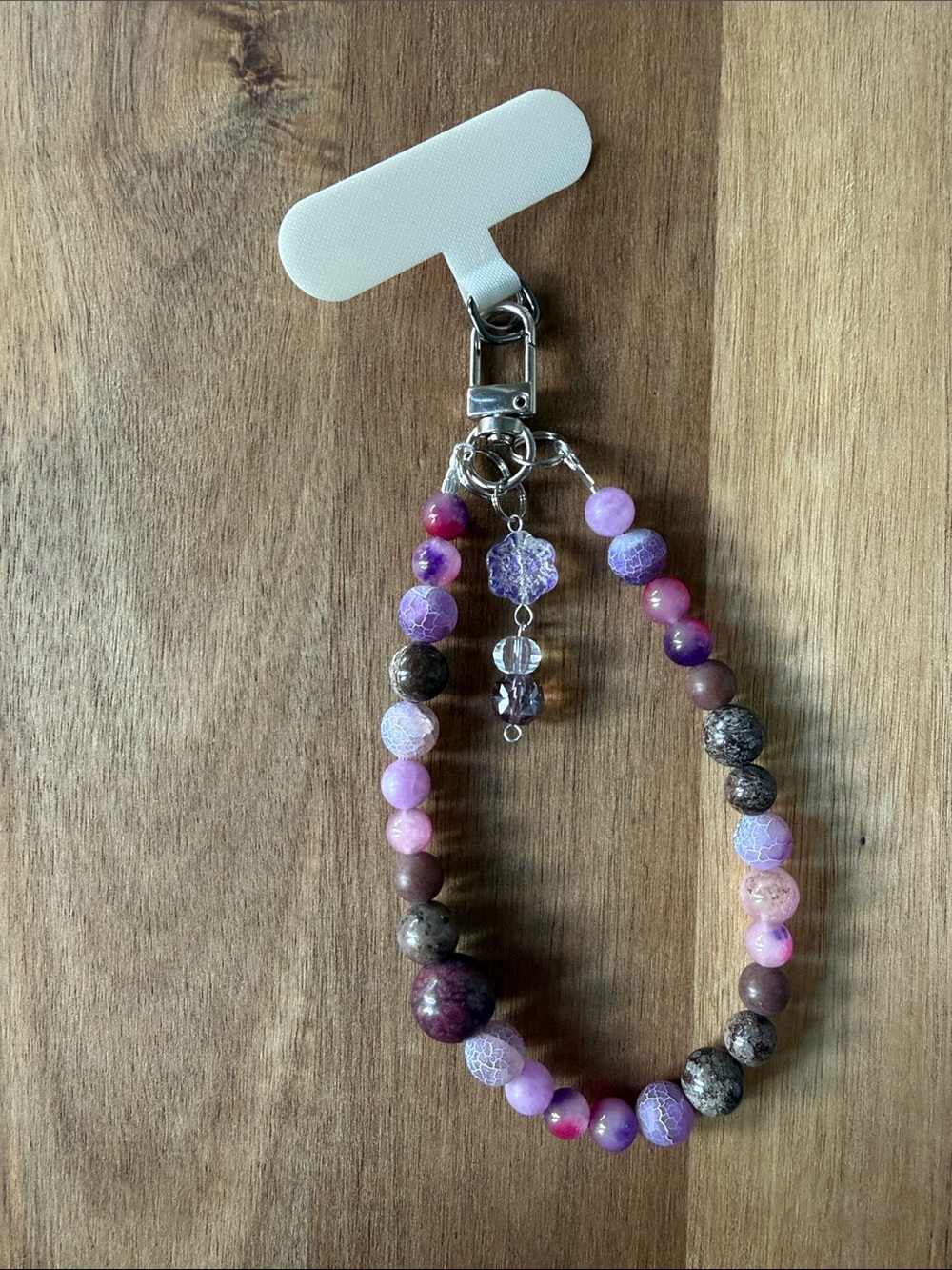 ⭐️ 117. Handmade REAL STONE -Grimace GLD- phone strap bracelet clip on